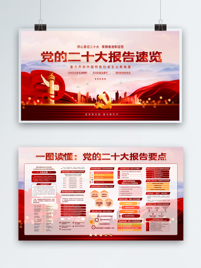 党建风党的二十大报告速览宣传展板展馆展厅文化墙