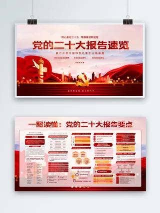 党建风党的二十大报告速览宣传展板展馆展厅文化墙