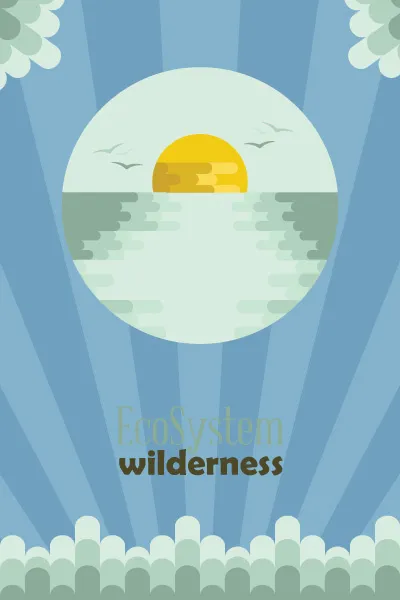 自然风景动物植物扁平矢量插画ai矢量模版下载