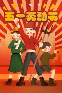五一劳动节插画  