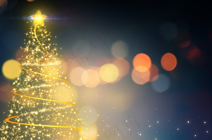 梦幻圣诞树与光斑图片