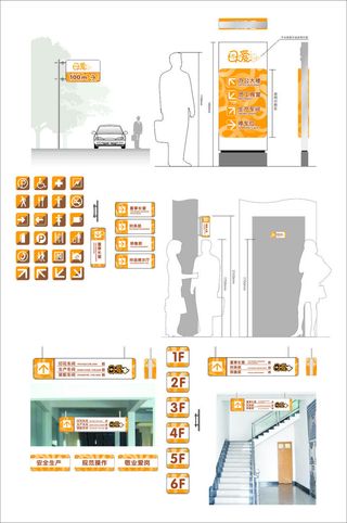 全套企业楼层牌提示牌导视牌设计制作
