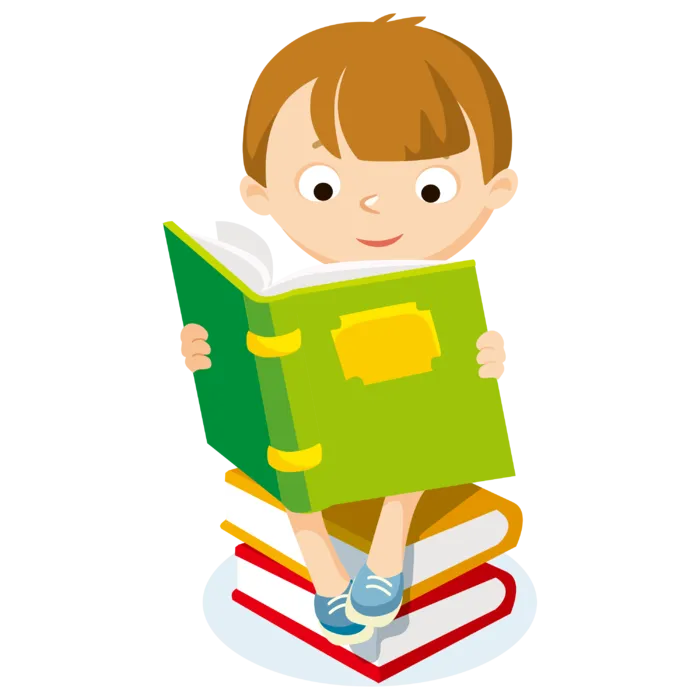 坐在书上的卡通女孩