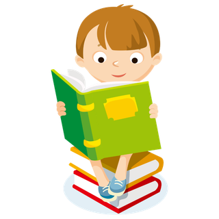 坐在书上的卡通女孩