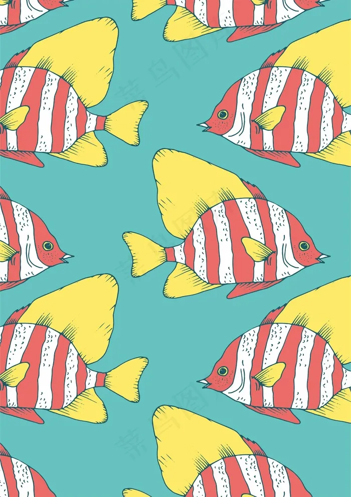 条纹小丑鱼cdr矢量模版下载