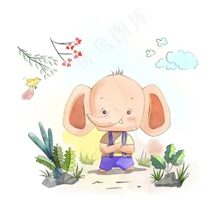 卡通小象水彩画图片 卡通小象水彩画图片