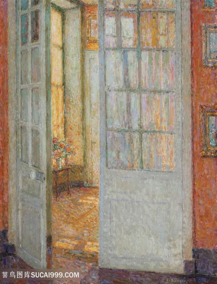 布鲁日绿色月台油画