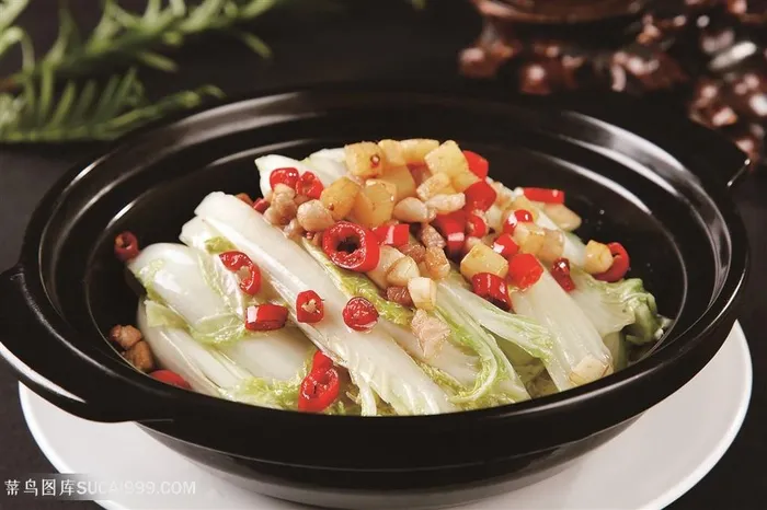 中华美食干锅娃娃菜摄影图