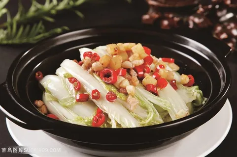 中华美食干锅娃娃菜摄影图 中华美食干锅娃娃菜摄影图