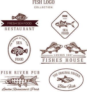 商务海洋鱼类海鲜图标LOGO标识标志标签水产图形AI矢量EPS素材图