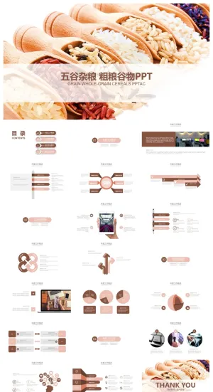 粗粮谷物产品宣传工作总结PPT模板预览图