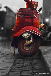 摩托车水彩高清装饰画