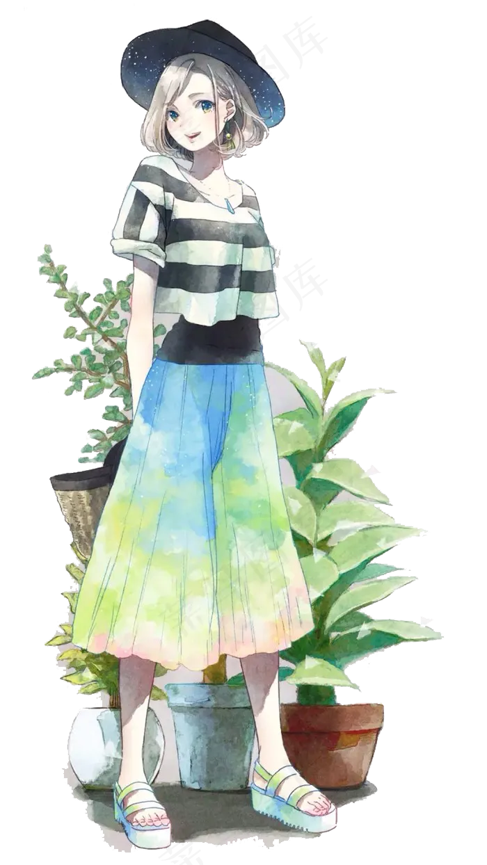 免扣素材元素少女