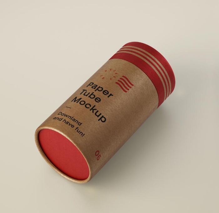 褐色茶叶纸筒包装样机Cardboard Tube Mockup