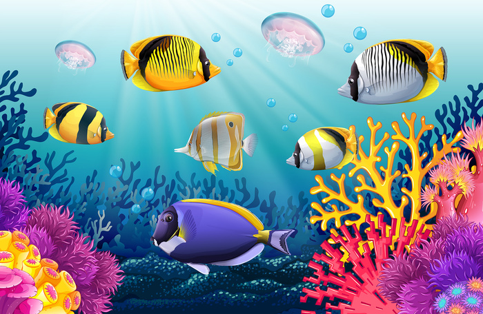 大海生物卡通鱼eps,ai矢量模版下载