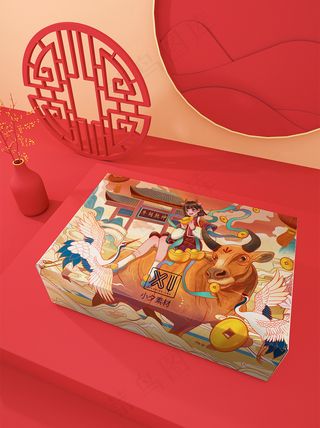 国潮风中式文创纸包装智能样机