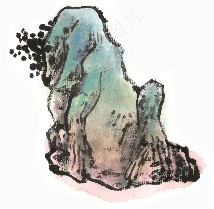 大山石头国画欣赏素材