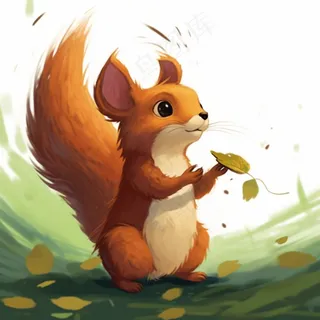 松鼠松果动物卡通插画素材背景