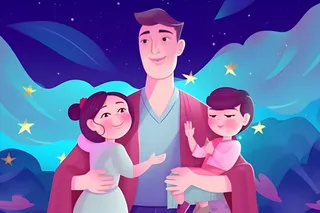 超人爸爸和孩子背景