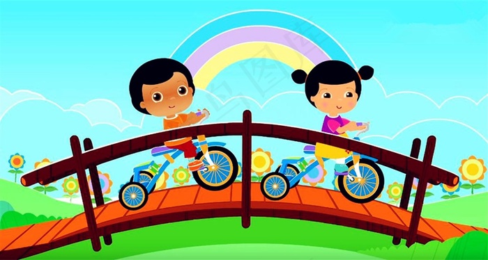 骑自行车的孩子们