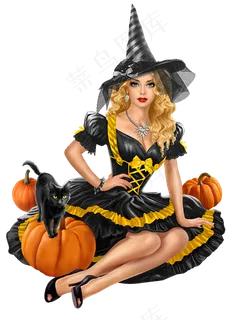 万圣节卡通通话女巫