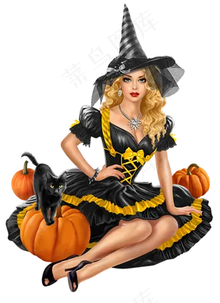 万圣节卡通通话女巫