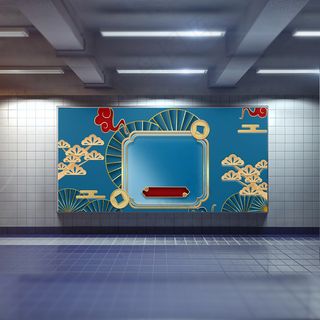 中国风国潮展板背景psd分层模板