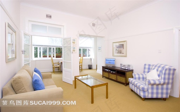 室内装饰设计-简洁客厅布艺沙发和桌子