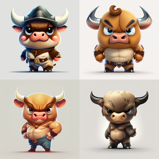 吉祥物，卡通3D牛