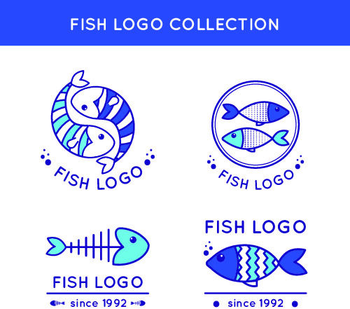 商务海洋鱼类海鲜图标LOGO标识标志标签水产图形AI矢量EPS素材图