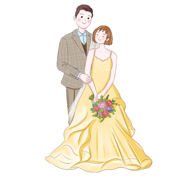 婚纱卡通人物婚礼白纱结婚婚纱摄影手绘
