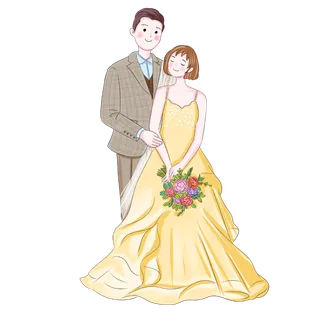 婚纱卡通人物婚礼白纱结婚婚纱摄影手绘