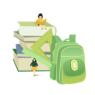 开学季书包书籍卡通免扣素材