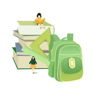 开学季书包书籍卡通免扣素材