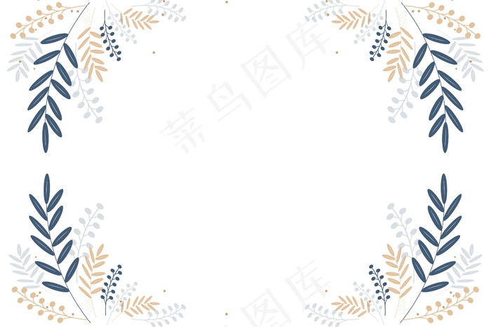 简约扁平化树叶边框背景图片