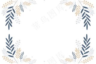简约扁平化树叶边框背景图片