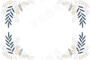 简约扁平化树叶边框背景图片