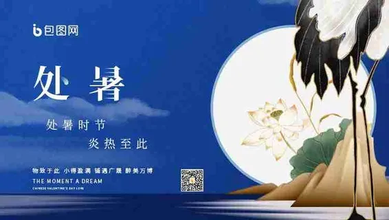 处暑大暑伏至夏日鹤荷花国风banner