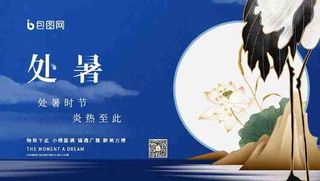 处暑大暑伏至夏日鹤荷花国风banner