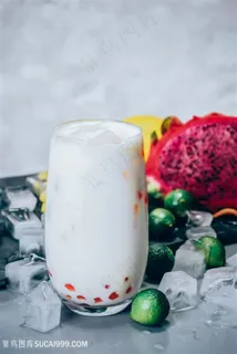 金桔火龙果鲜奶饮品图片