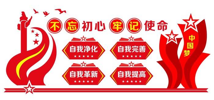 不忘初心牢记使命文化墙ai矢量模版下载