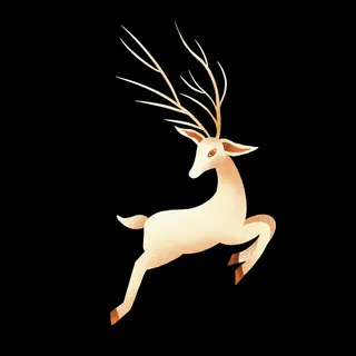 手绘国潮中国风敦煌神话九色鹿仙鹿麋鹿白鹿插画装饰PSD设计素材