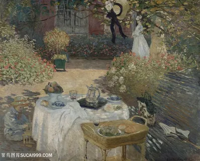 印象派莫奈家族聚餐风景油画图片 印象派莫奈家族聚餐风景油画图片