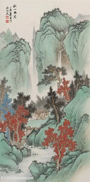 青绿山水42秋山幽居 王军河绘 青绿山水42秋山幽居 王军河绘