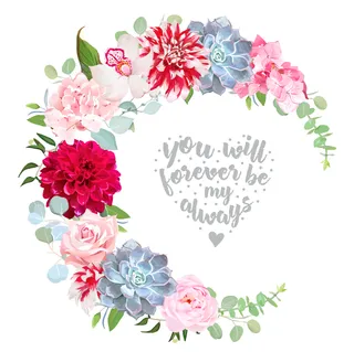 鲜花环鲜花装饰大红粉色装饰画