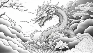 龙、生肖、节日、线条