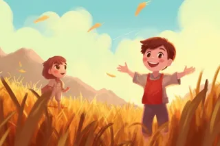 小麦丰收农田手绘图