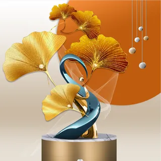 抽象金色银杏叶装饰画