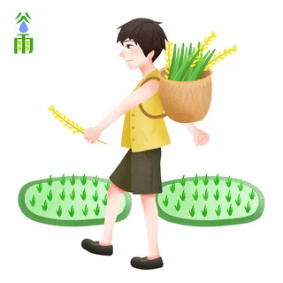 二十四节气谷雨场景插画