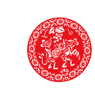 红色喜庆鼠年剪纸窗花新年快乐免扣PNG素材图片 (72)
